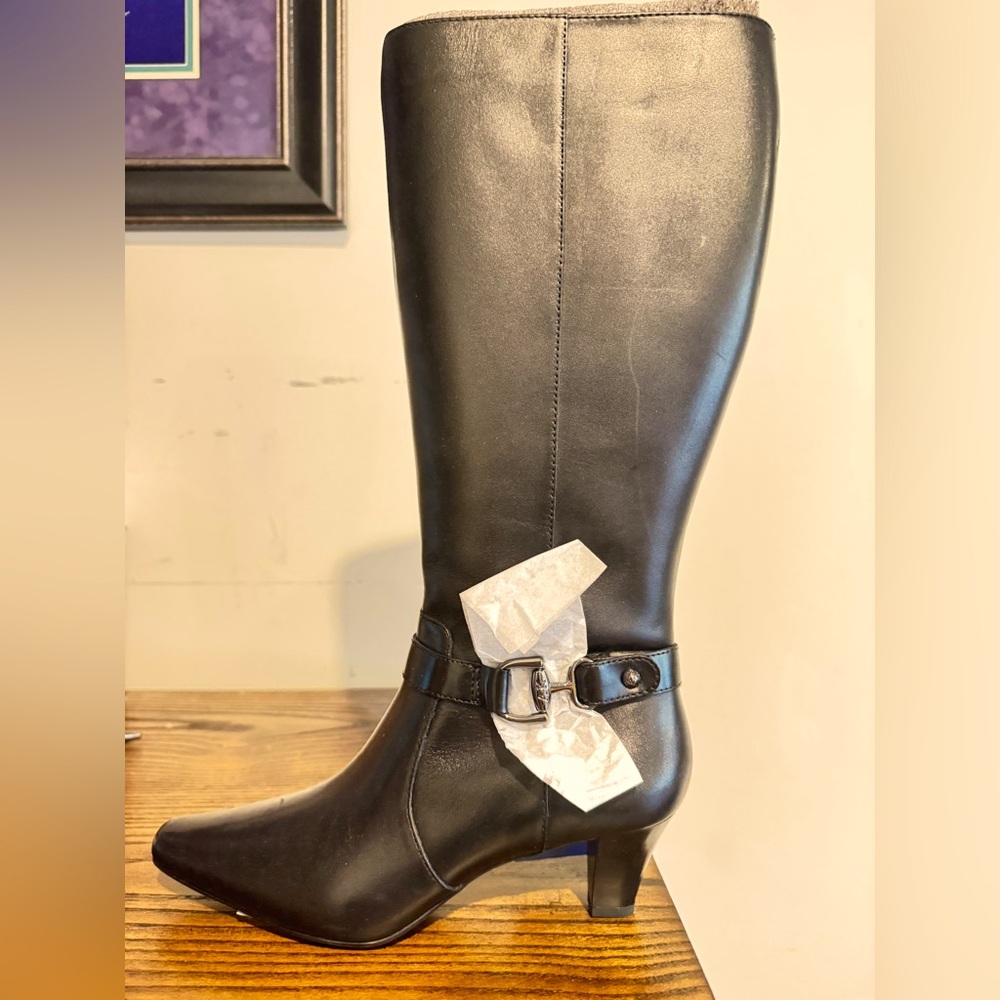 NWT Anne Klein Elegant Black Knee-High Wide Calf Women's Boots